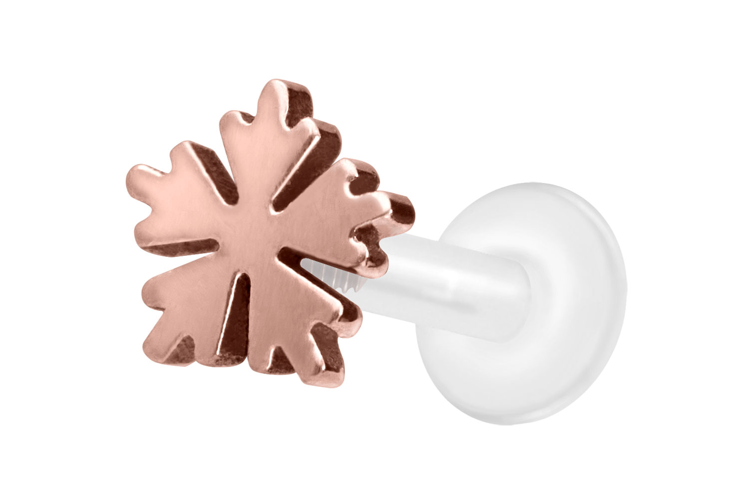 PTFE Labret Piercing mit Innengewinde + Titan-Aufsatz SCHNEEFLOCKE